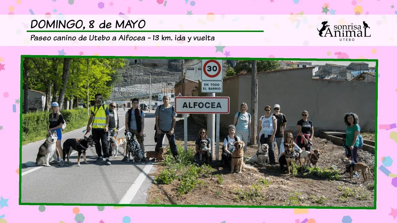 Grupo participante en el paseo canino entre Utebo y Alfocea